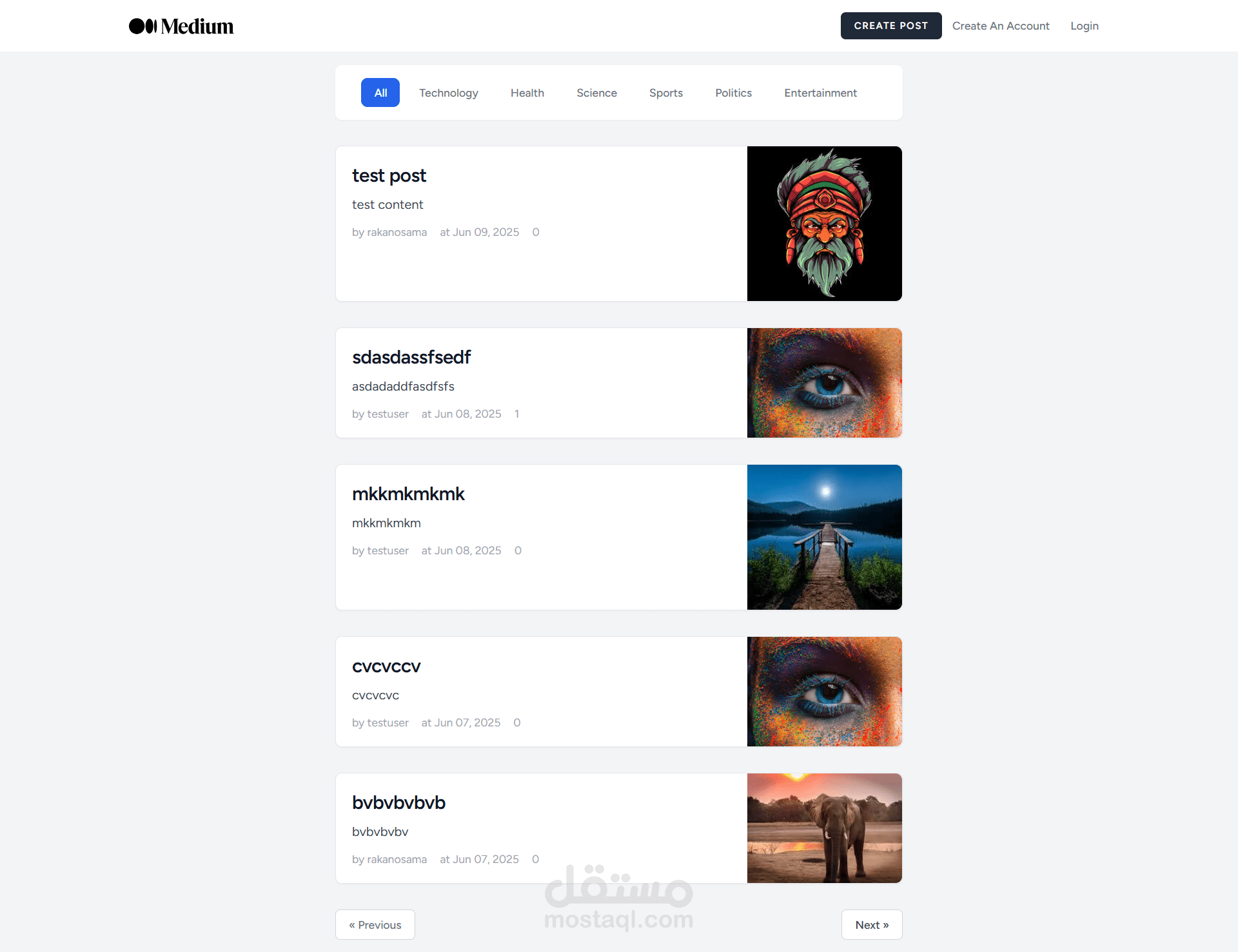 موقع تواصل اجتماعي (Medium Clone)