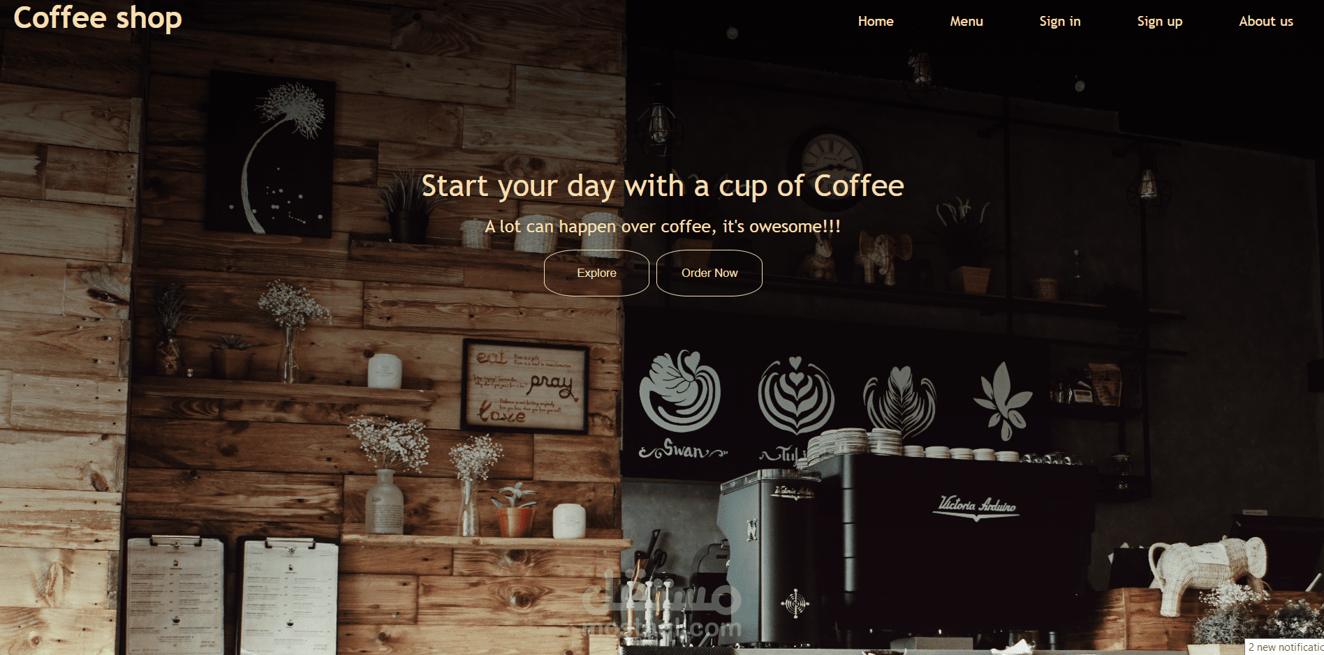 Simple page for coffee shop
