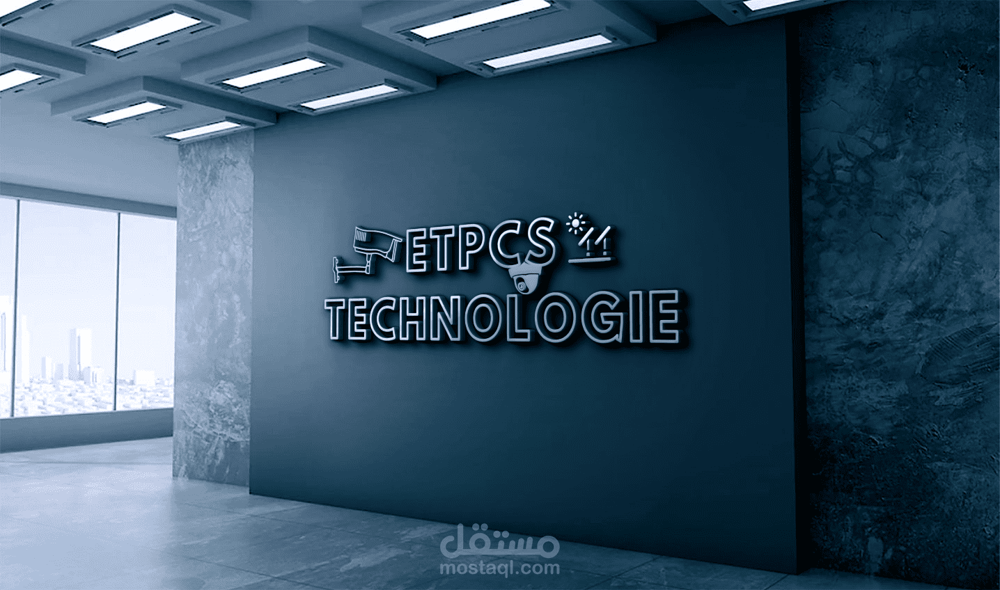 لوجو  على كل شكل  كتابة لشركة لصنع الكاميرات واللوحات الشمسية