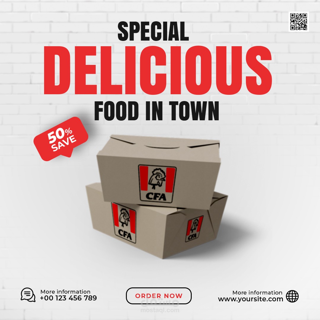 عمل تصمم سوشيل ميديا لمطعم وجبات سريعة