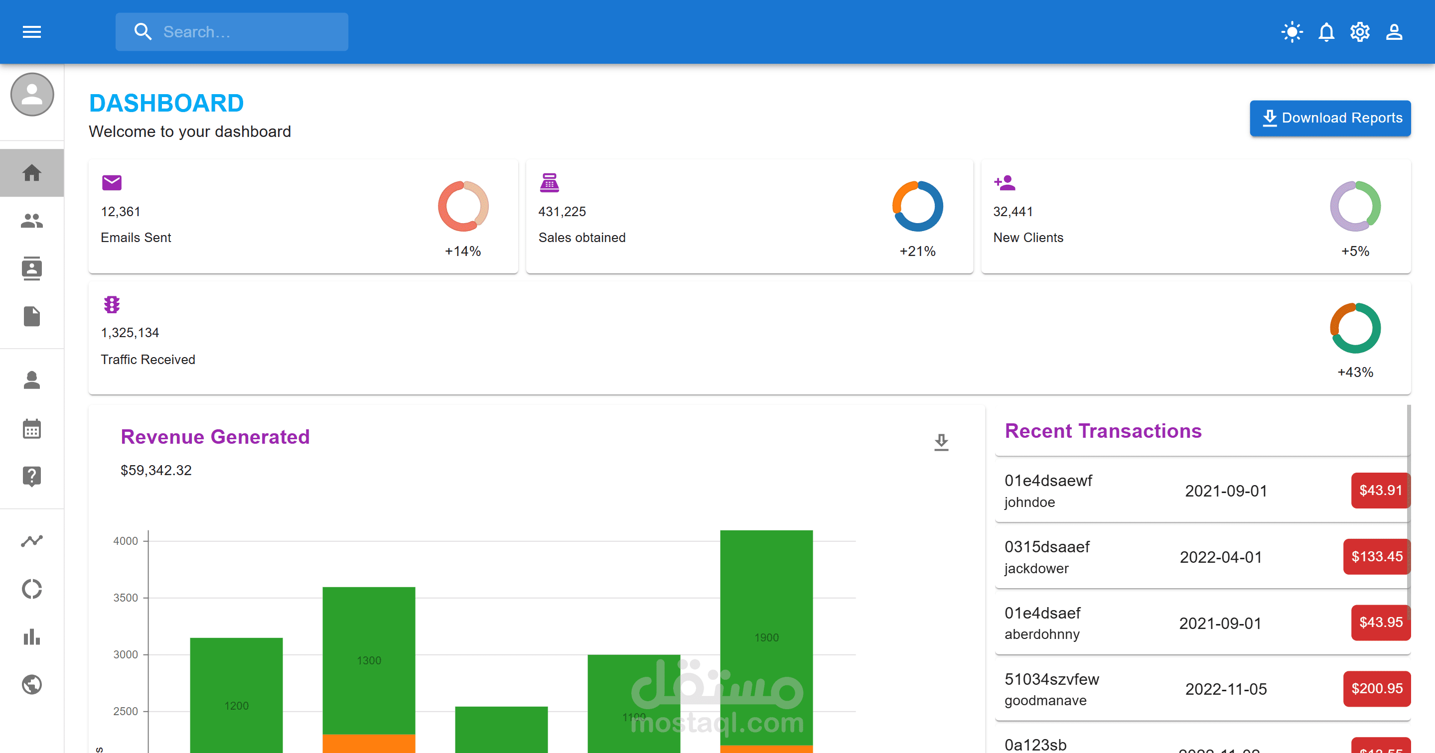 Admin Dashboard هي لوحة تحكم احترافية مبنية باستخدام Vite وReact