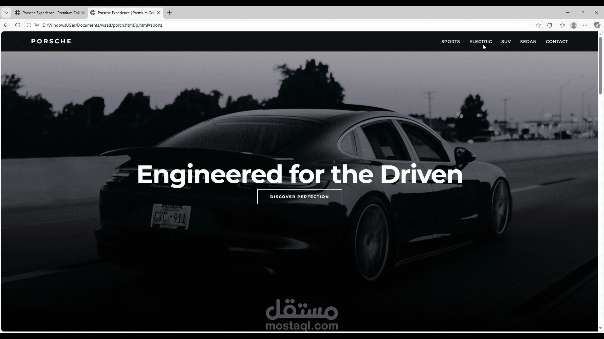 website inspired by Porsche