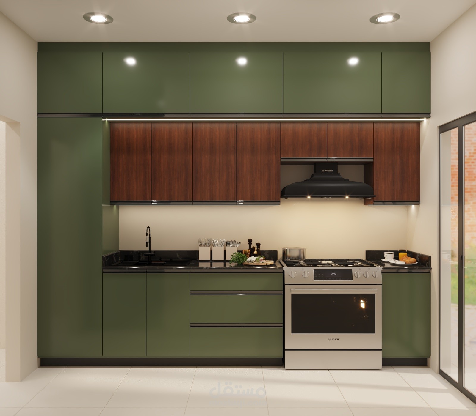 تصميم مطبخ مودرن بالوان رائعة
