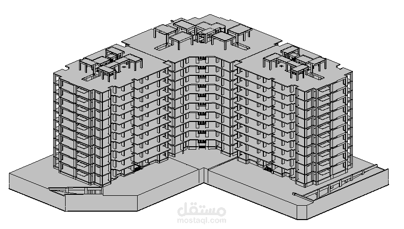 نمذجة ابراج سكنية ببرنامج الريفيت Revit وحساب الكميات وتجهيز اللوحات التنفيذية