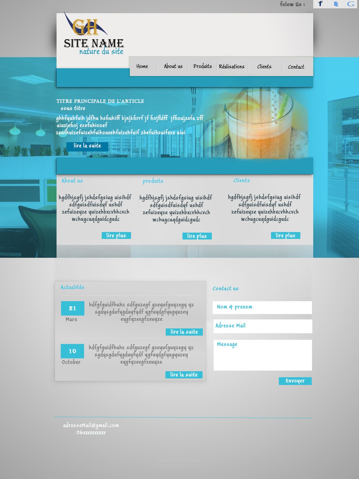 des affiches , des pages web et des cartes visites avec photoshop