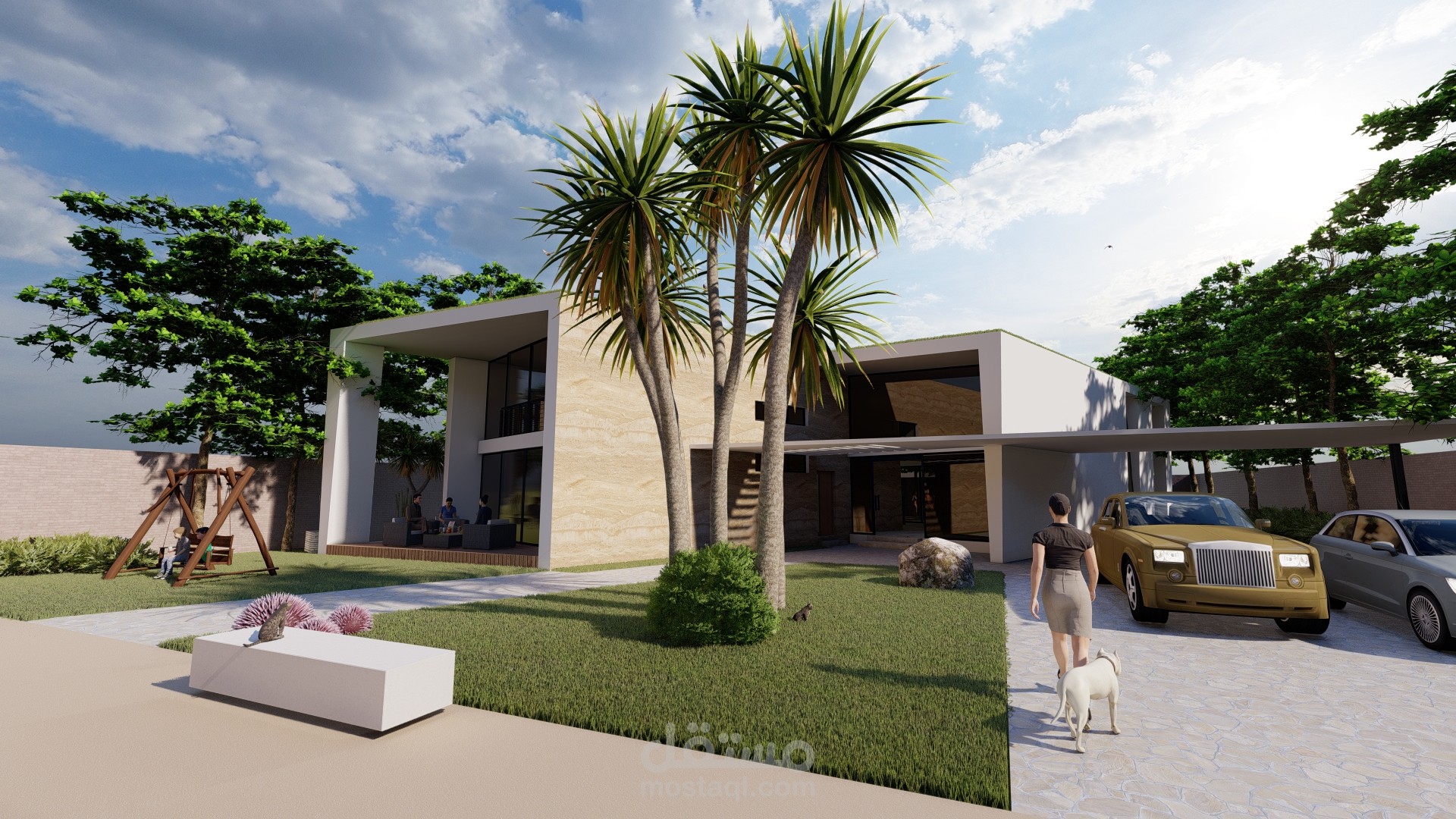 تصميم ثلاتي الأبعاد لمنزل عصري