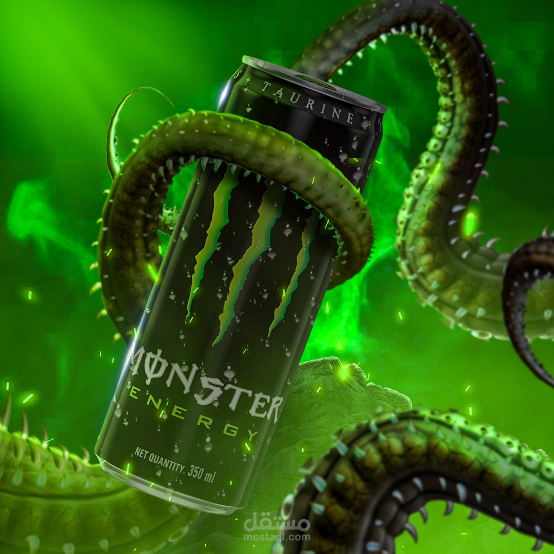 تصميم اعلان مشروب طاقة Monster Energy