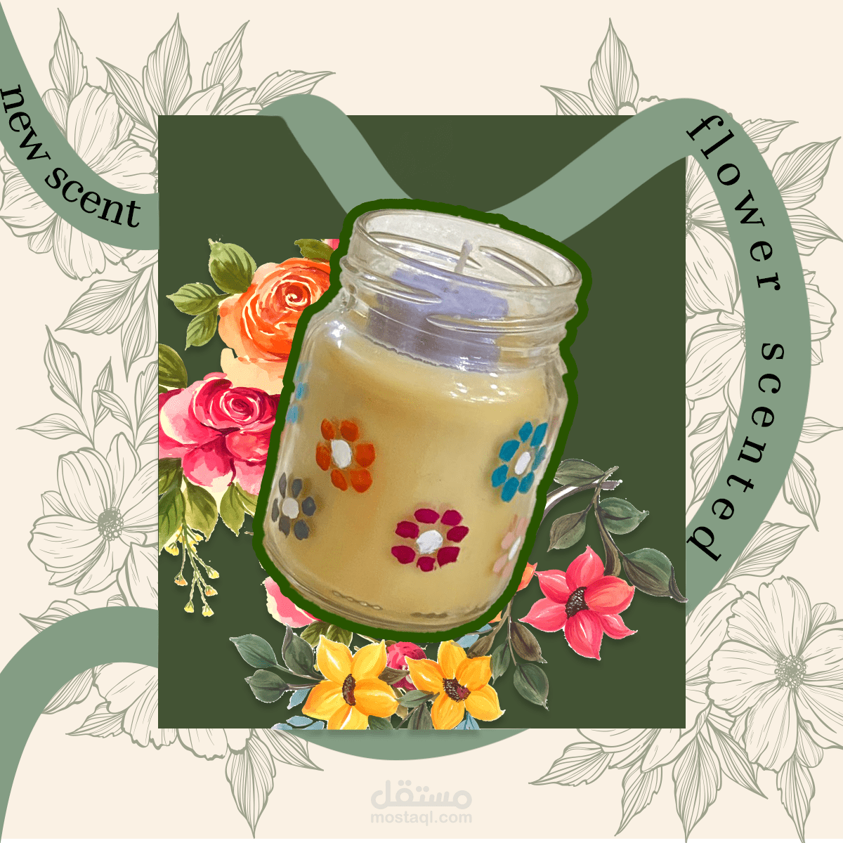 Instagram post for flower scented candle.