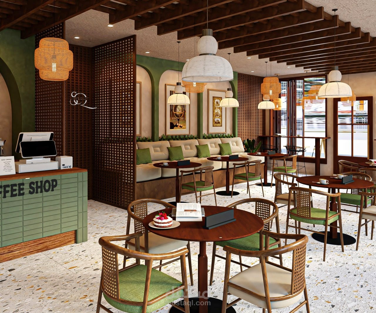 تصميم داخلي لكافيه شوب