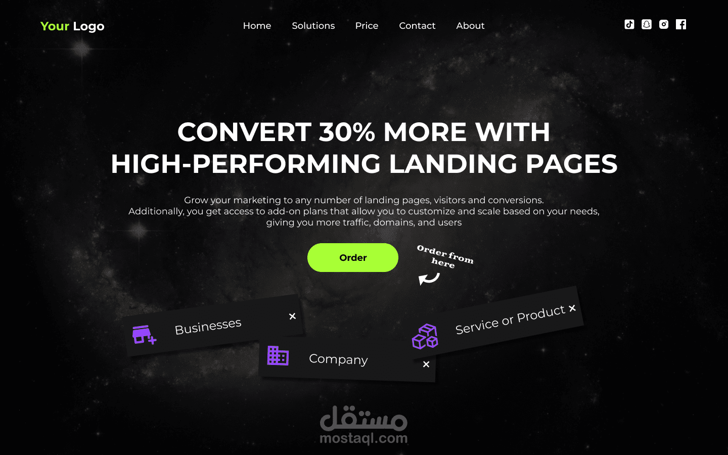 Landing - page | صفحة هبوط للاعمال والخدمات وتعريف الشركات وعرض المنتج والخدمات
