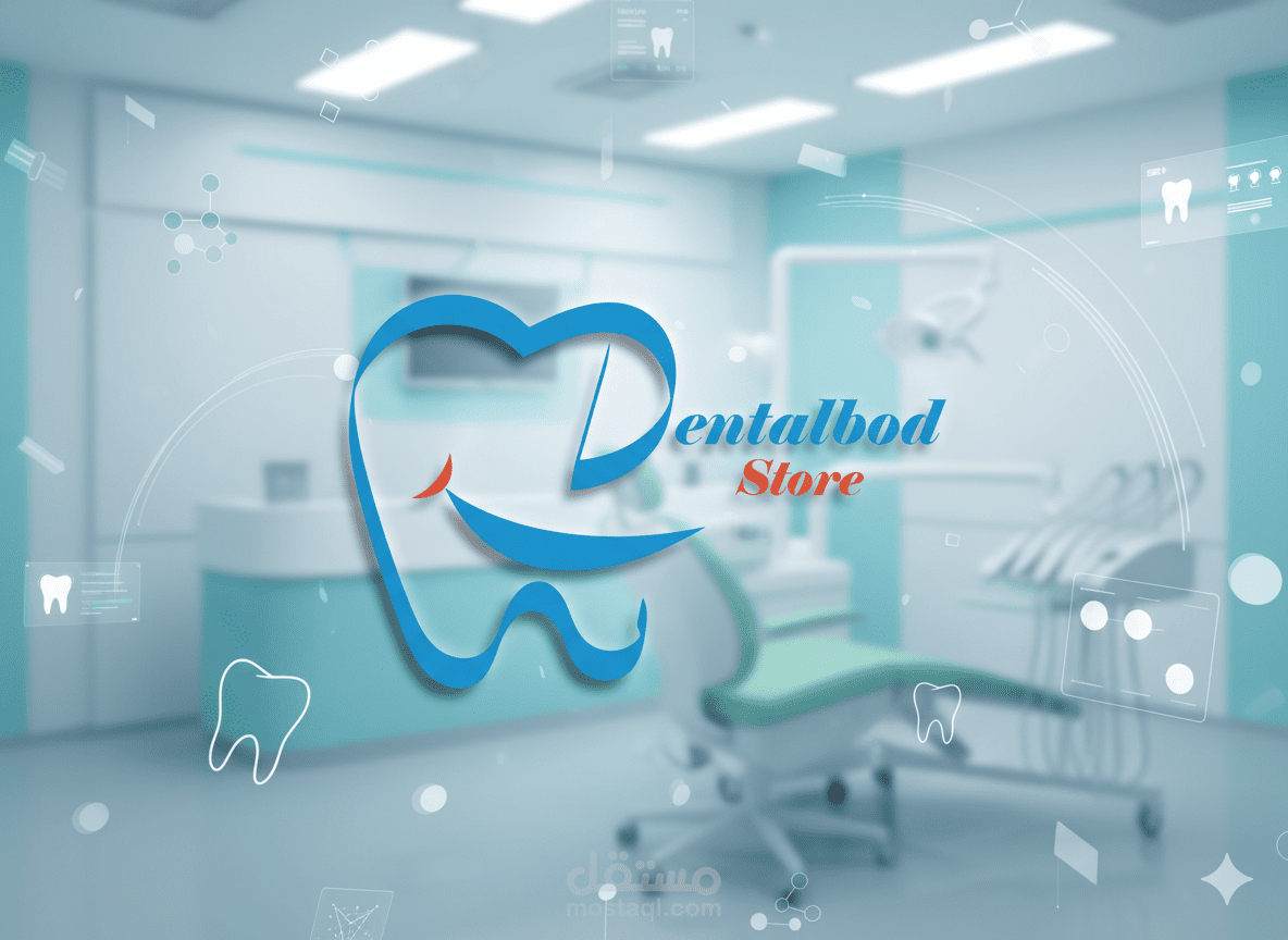 شعار وهويه بصريه لمتجر الكتروني متخصص في بيع مسلتزمات الاسنان