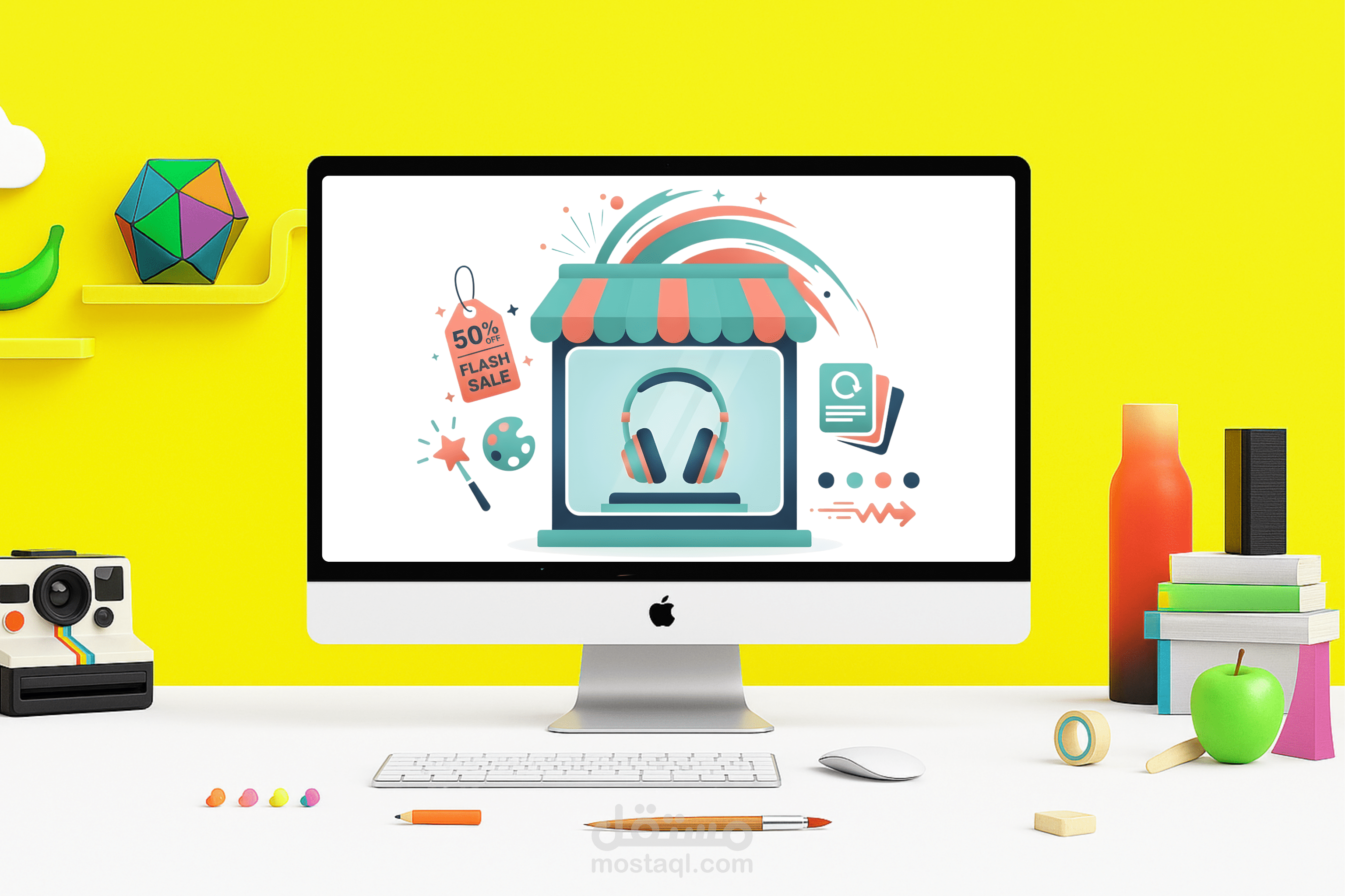 تصميم بانر لمتجر الكتروني في مجال الملابس