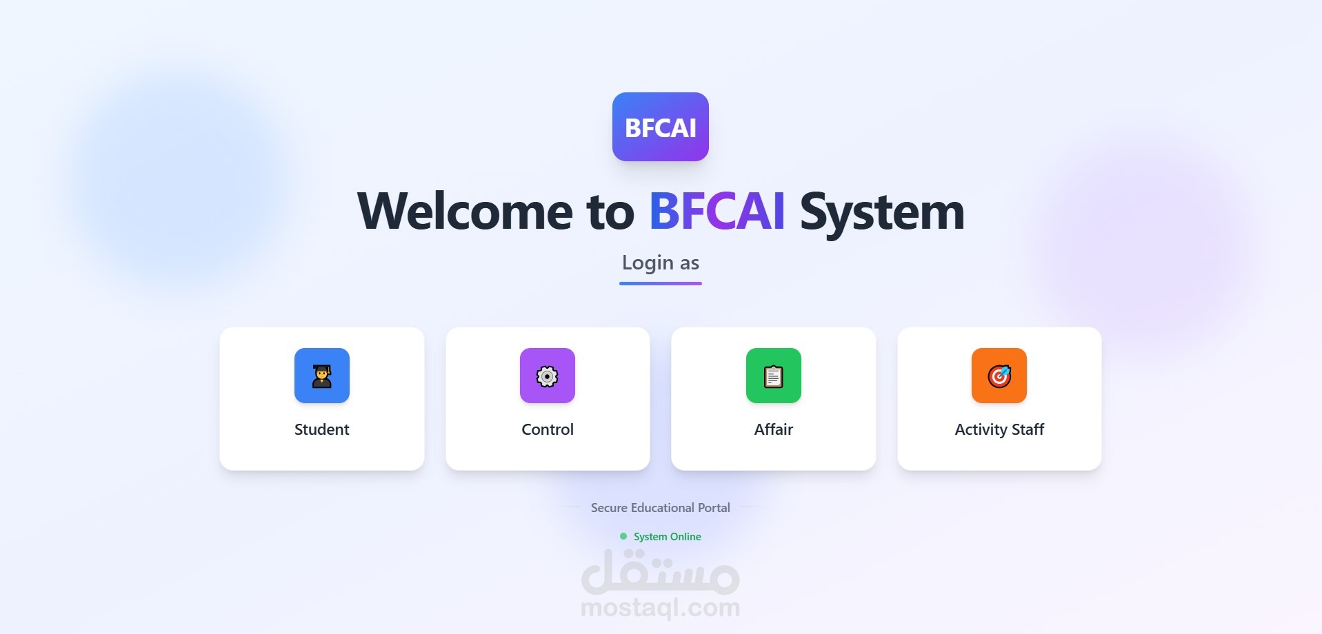 BFCAI system using MERN stack