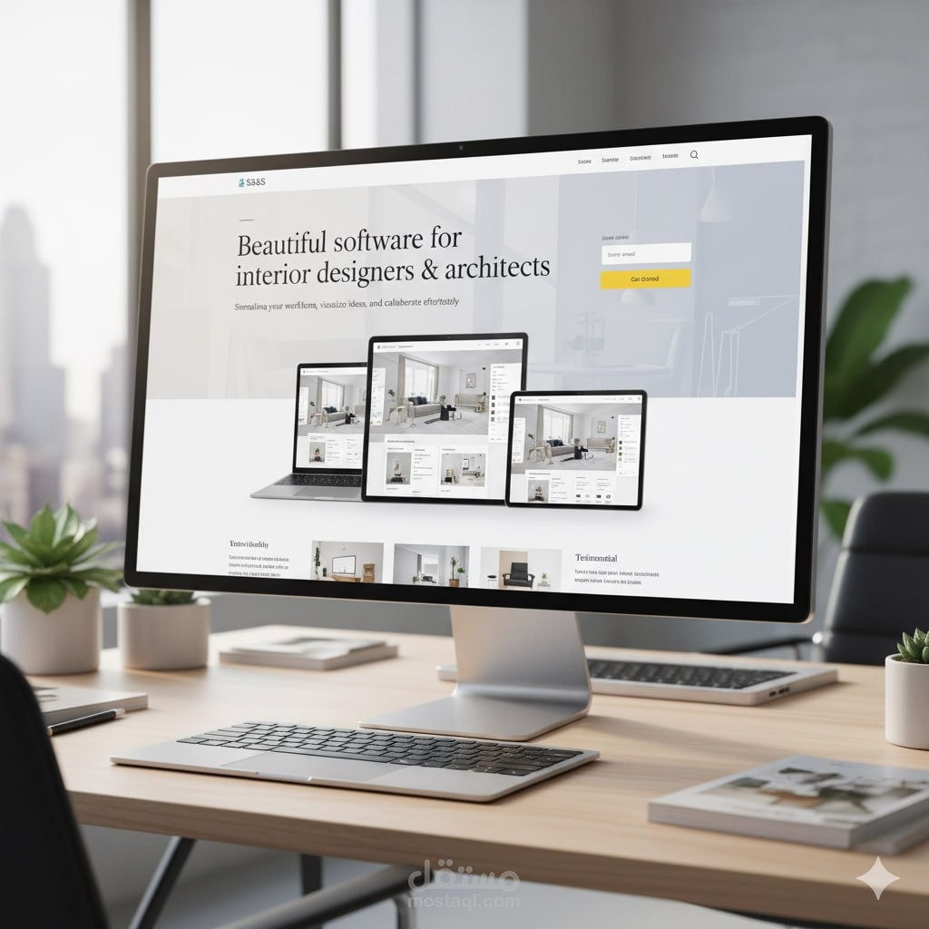 Landing Page احترافية لبرامج المصممين الداخليين | تطوير بـ Next.js 15 و React 19