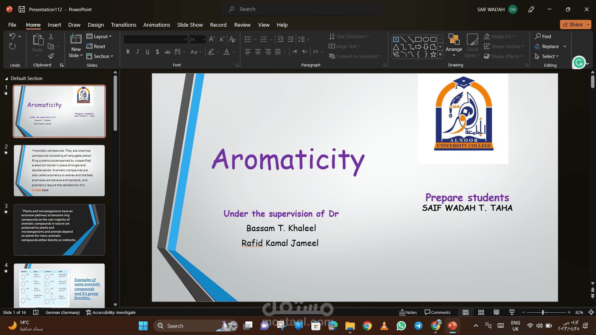 Presentation of aromatic compound