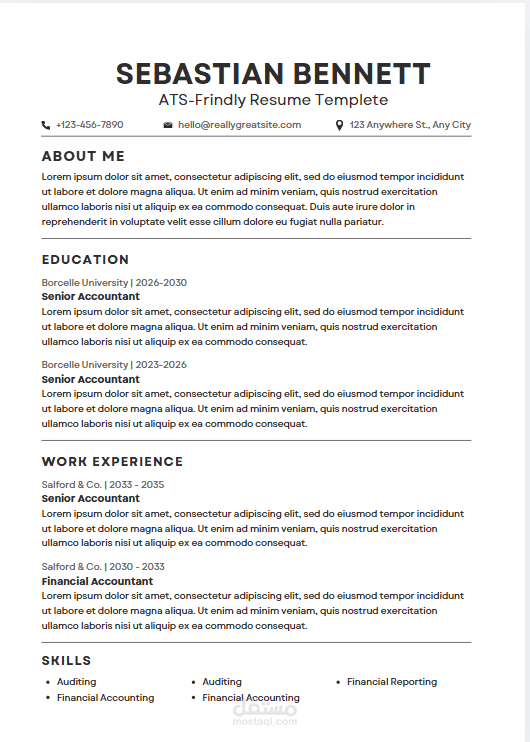 سيره ذاتيه (CV) مدعومه بنظام ATS