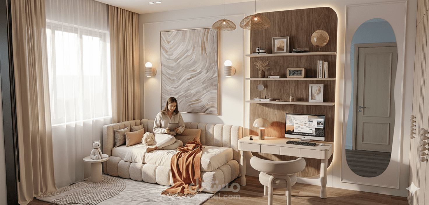 تصميم داخلي لغرفة نوم (Warm Modern)