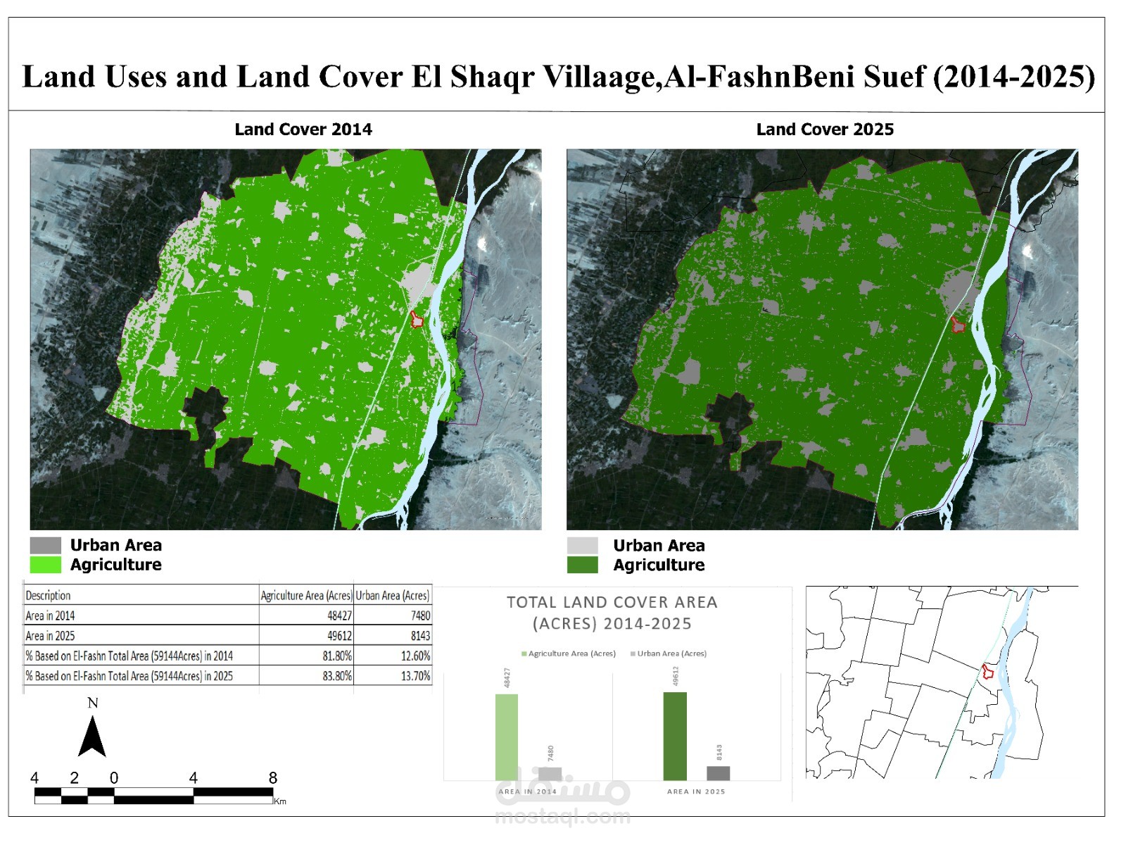 Produced land cover maps using remote sensing and GIS