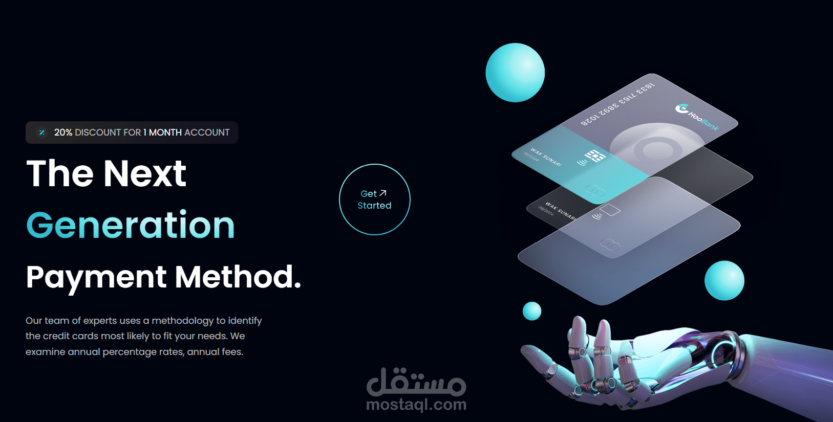 صفحة هبوط حديثه لبنك باستخدام React  و Tailwindcss
