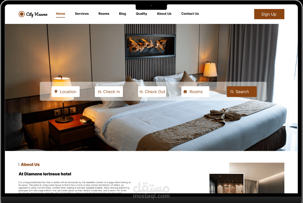 تطبيق ويب لحجز غرف الفنادق عصري