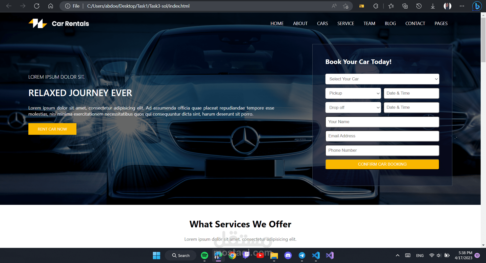 Responsive Website For Renting Cars