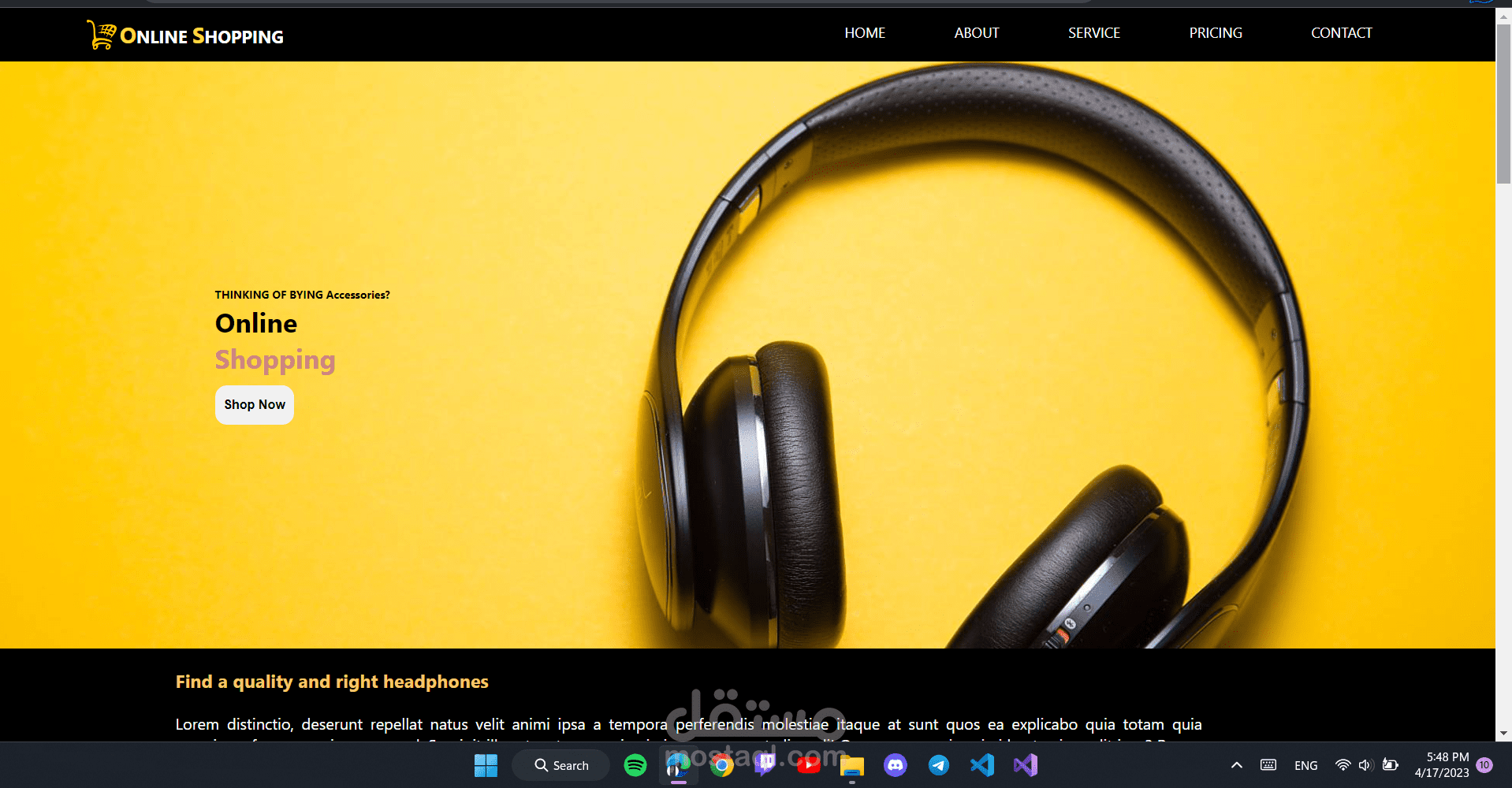 Responsive Website For Online Shopping