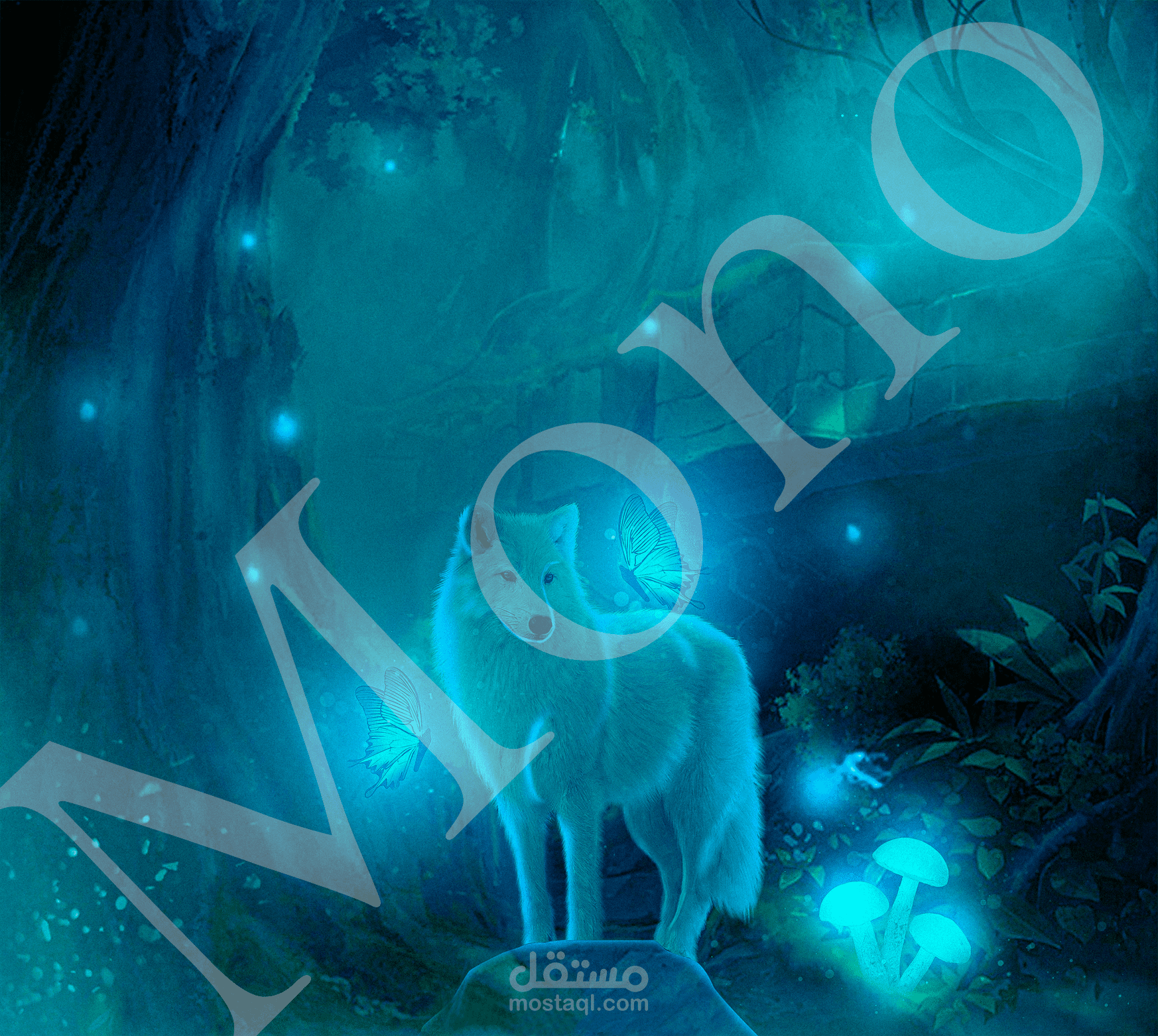 صوره تخيله لذئب في غابه