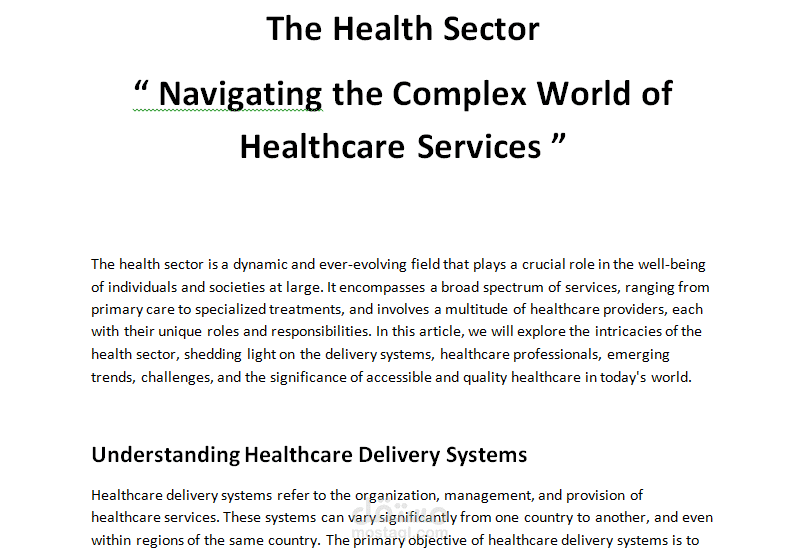 The Health Sector
