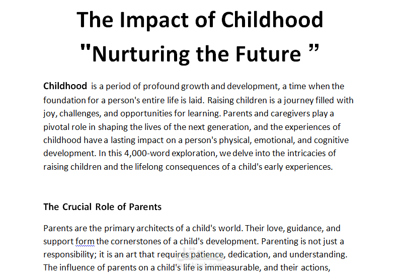 The Impact of Childhood