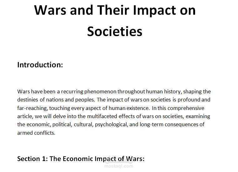 Wars and Their Impact on Societies