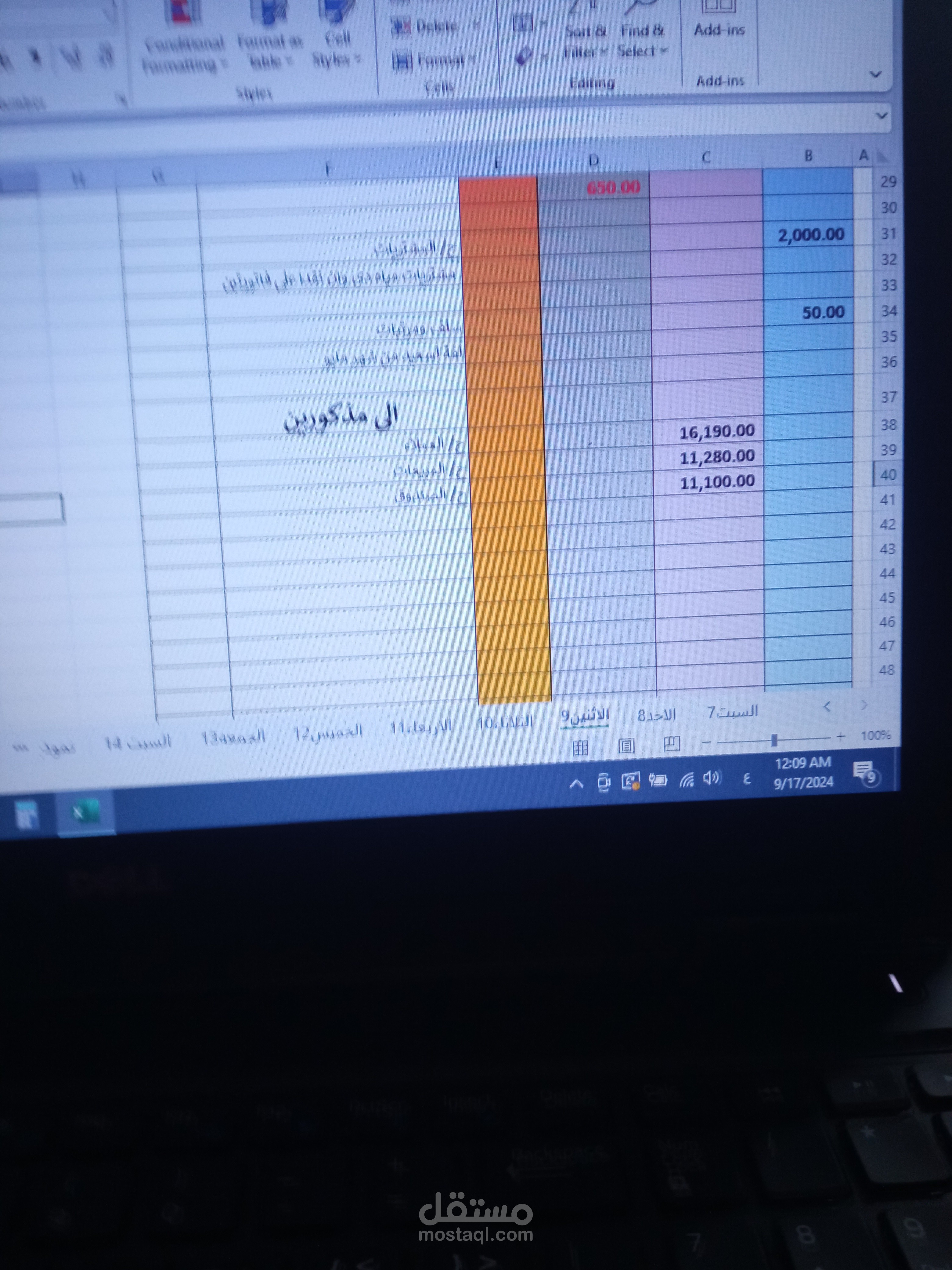 مدير مالى فى شركة الندى للاستراد