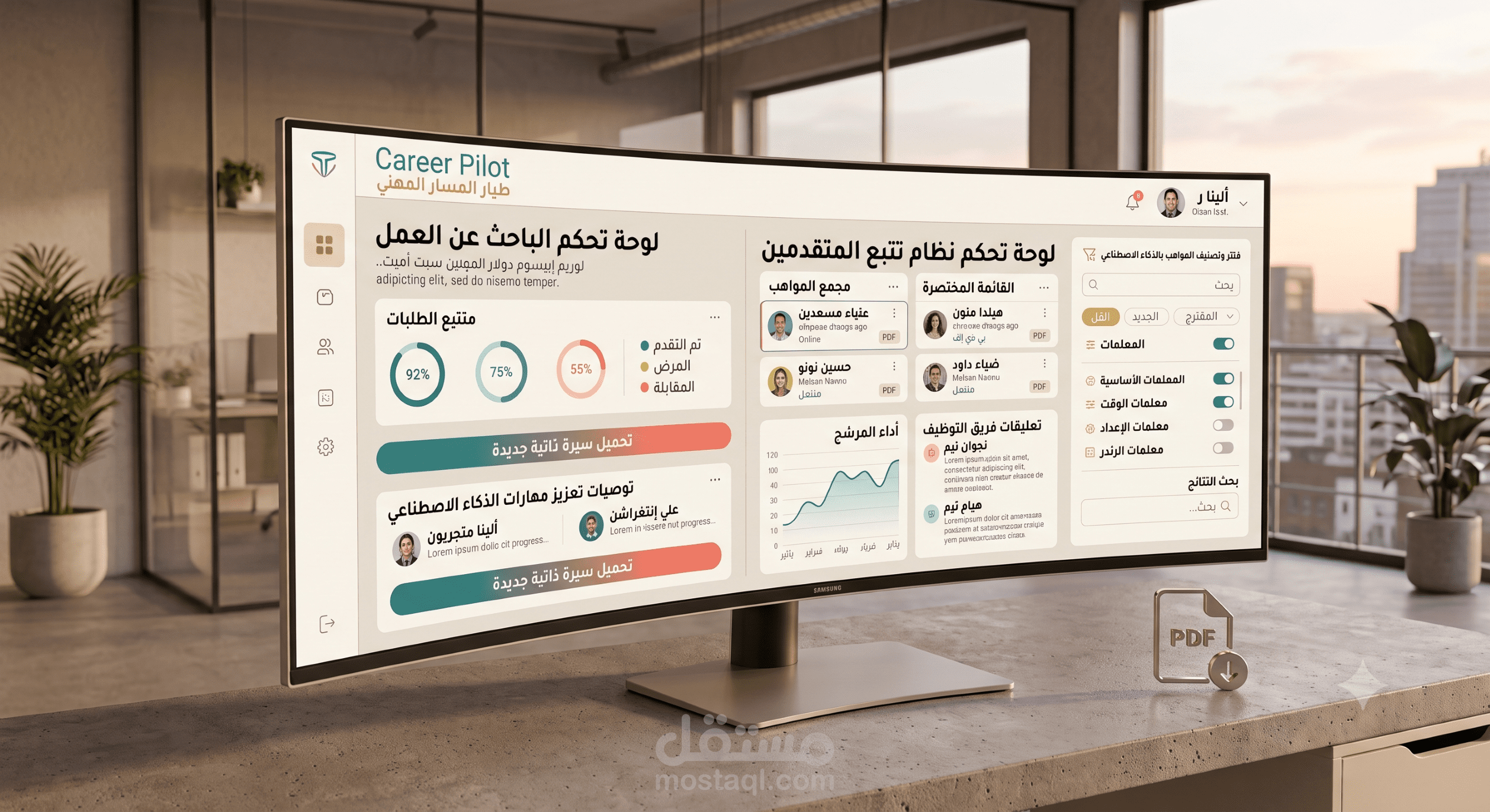 بوابة التوظيف المتقدمة: واجهات مخصصة للشركات والباحثين عن عمل مدعومة بالـ AI