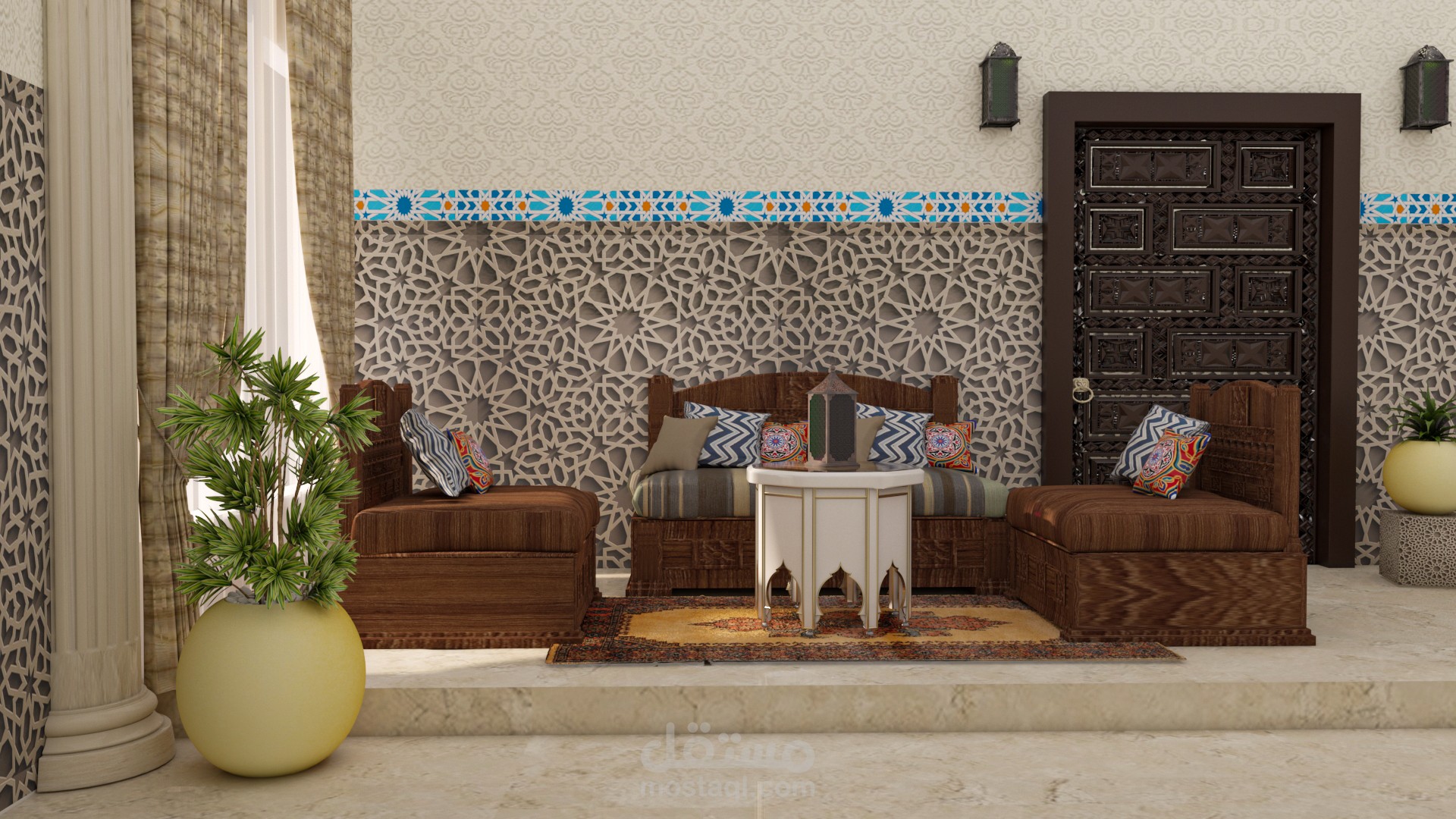 غرفة معيشه علي الطراز الاسلامي