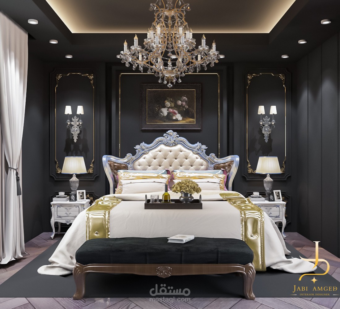غرفة نوم كلاسيكيه