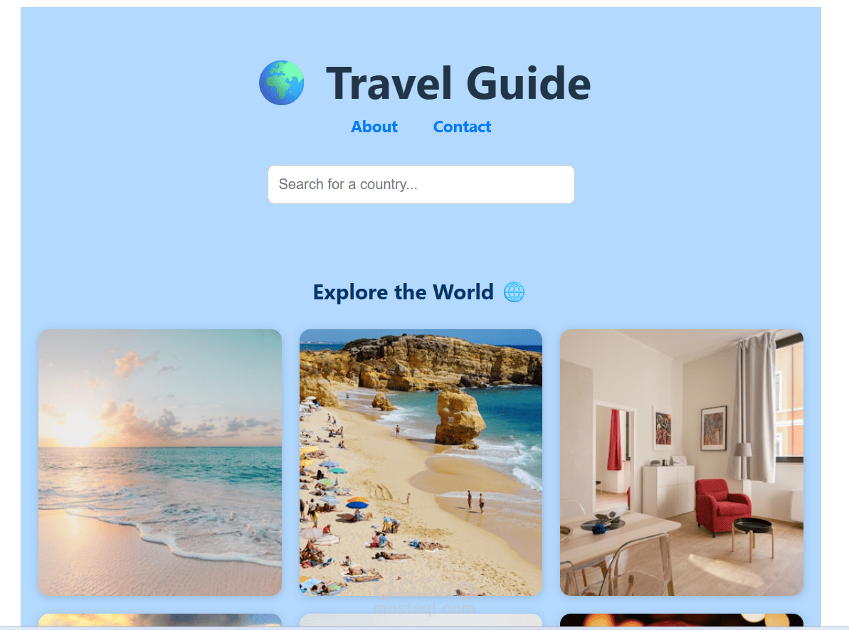 بناء وتصميم موقع حجوزات سياحية متجاوب (React Travel App)