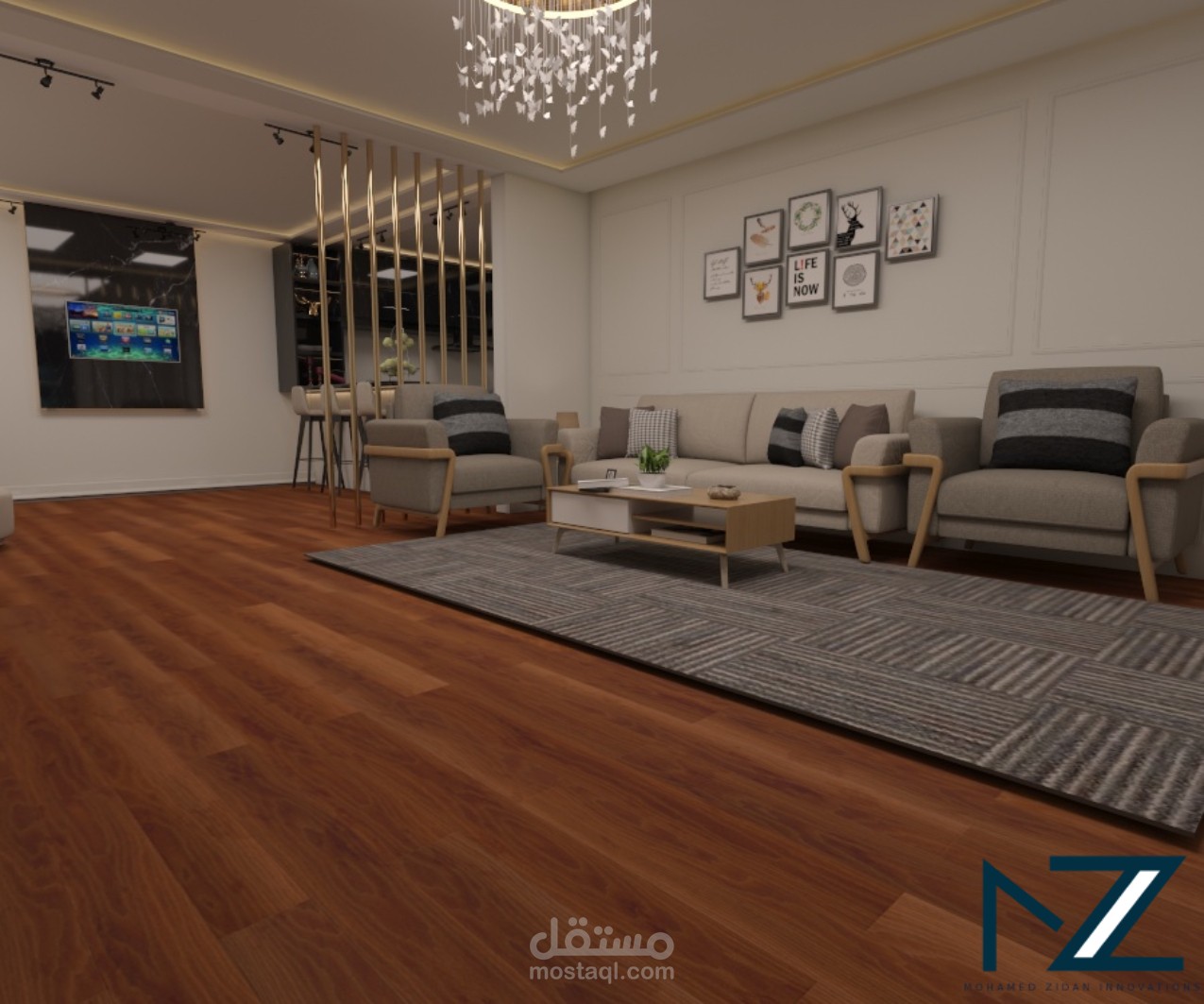 تصميم داخلي لصالة بكاونتر