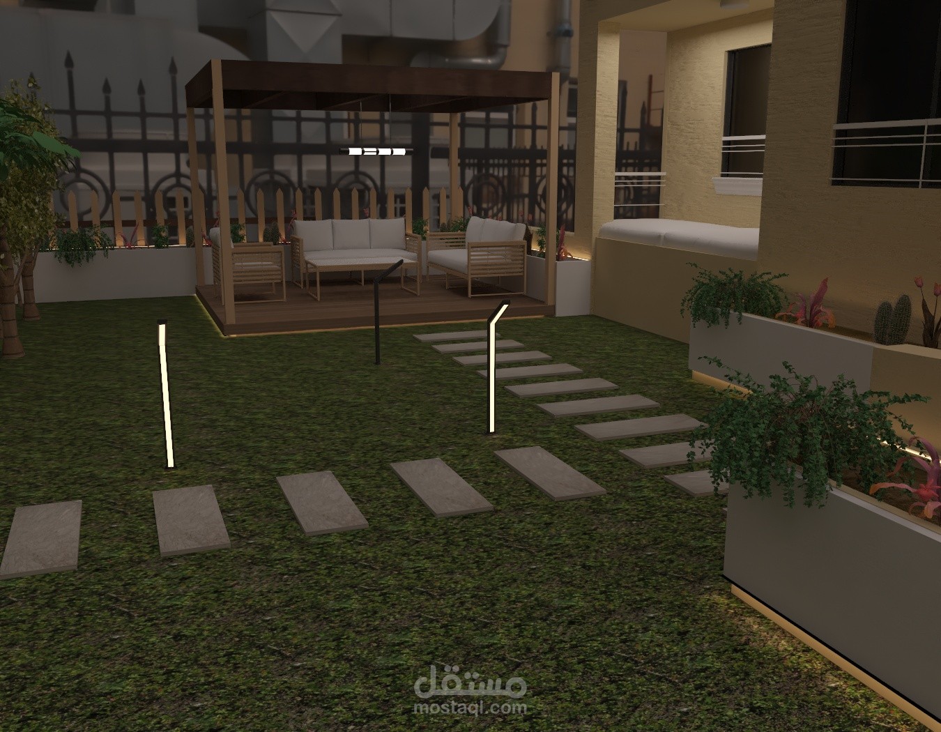 تصميم حديقة منزل بمدينة 6 اكتوبر-مصر