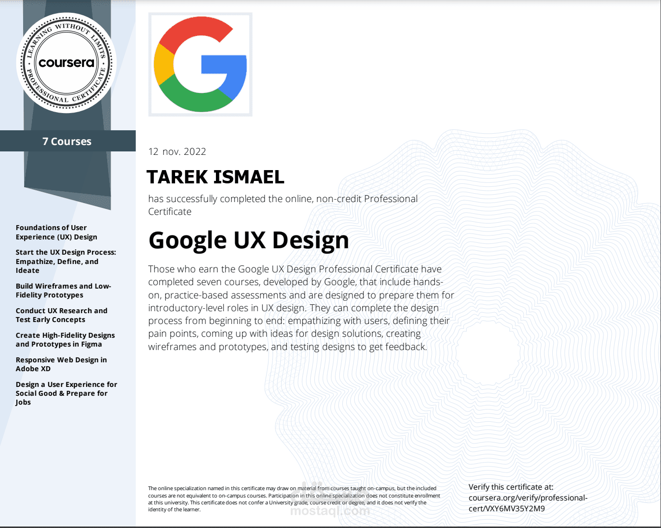 Google UX Design Certificate