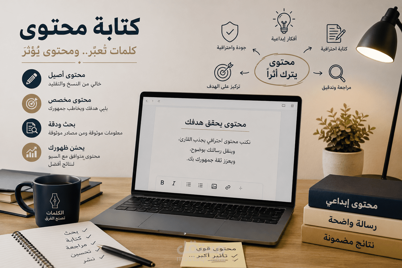 كتابه المحتوي بطريقة احترافية