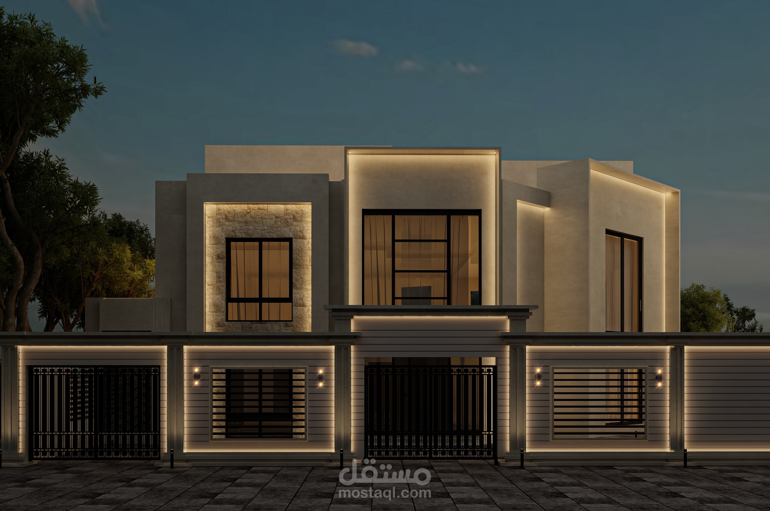 تصميم واجهه لفيلا