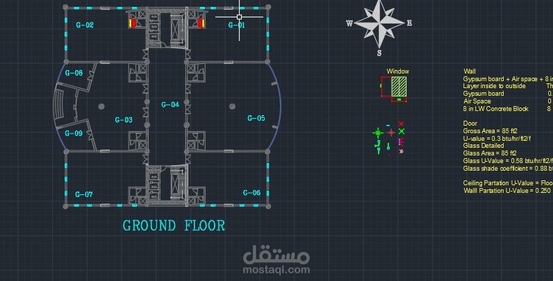 تصميم نظام التكييف بالمياه المثلجه والحريق لبرج تجاري فى المملكه العربيه السعوديه مكون من 21 طابق