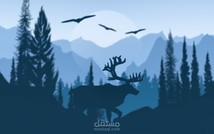 مشهد في غابه باستخدام الكاميرا و المؤثرات الصوتيه