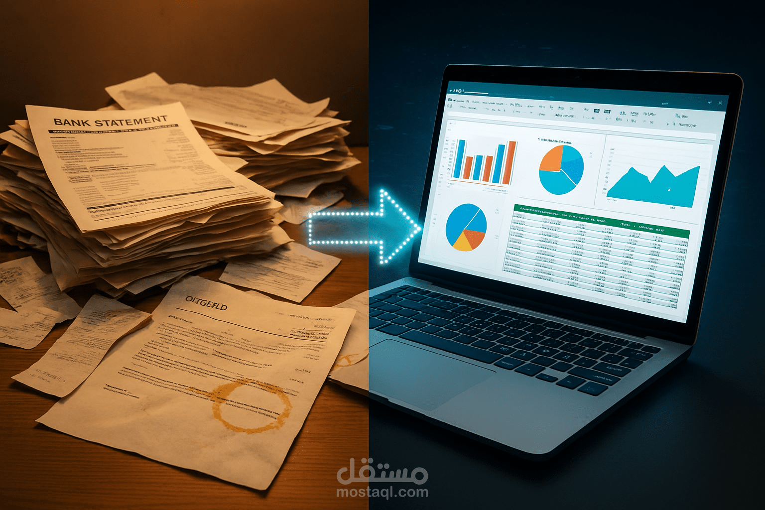 تحويل كشوف حسابات وفواتير ورقية إلى شيت إكسل ديناميكي.
