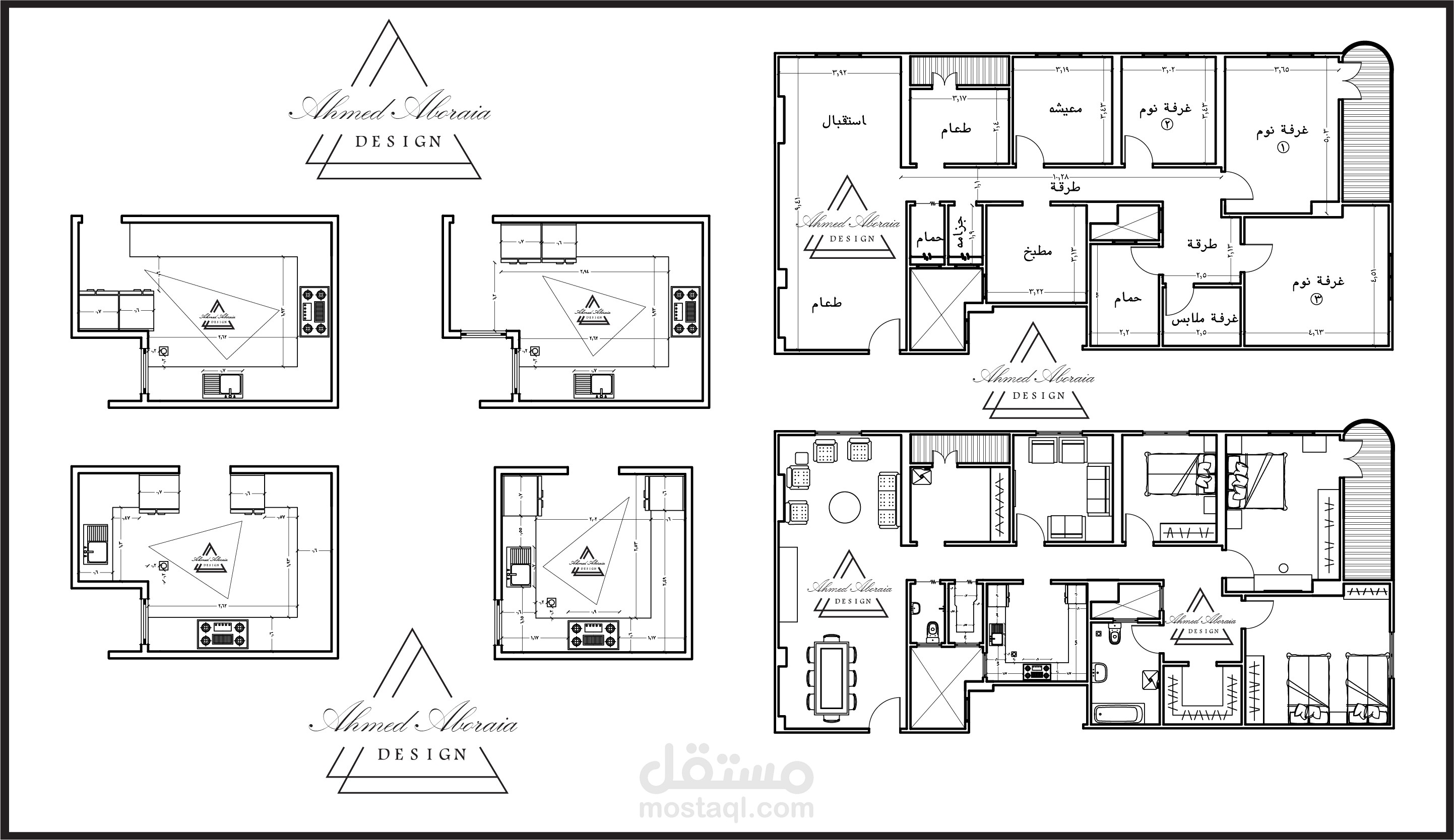 تصميم معماري لشقه سكنيه