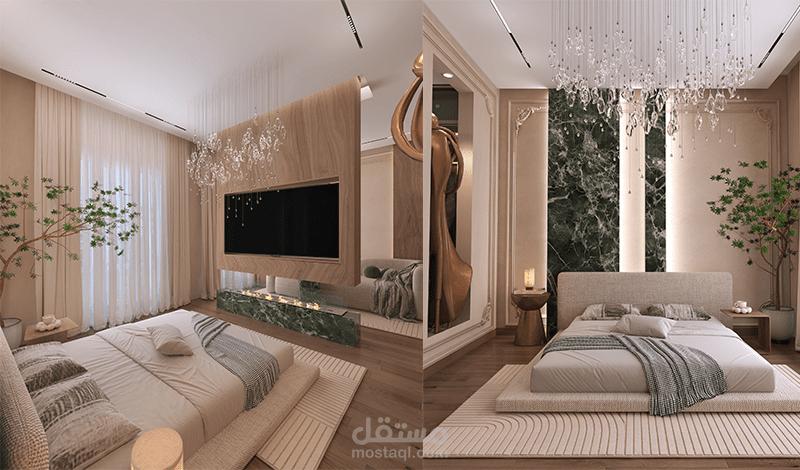 تصميم ثلاثى الابعاد لغرفه نوم رئيسيه