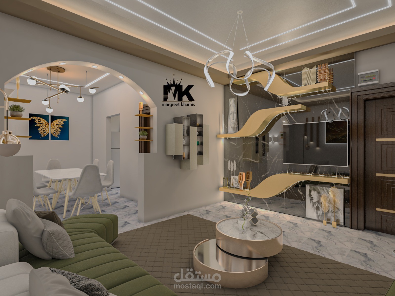 تصميم داخلي لشقه سكنيه