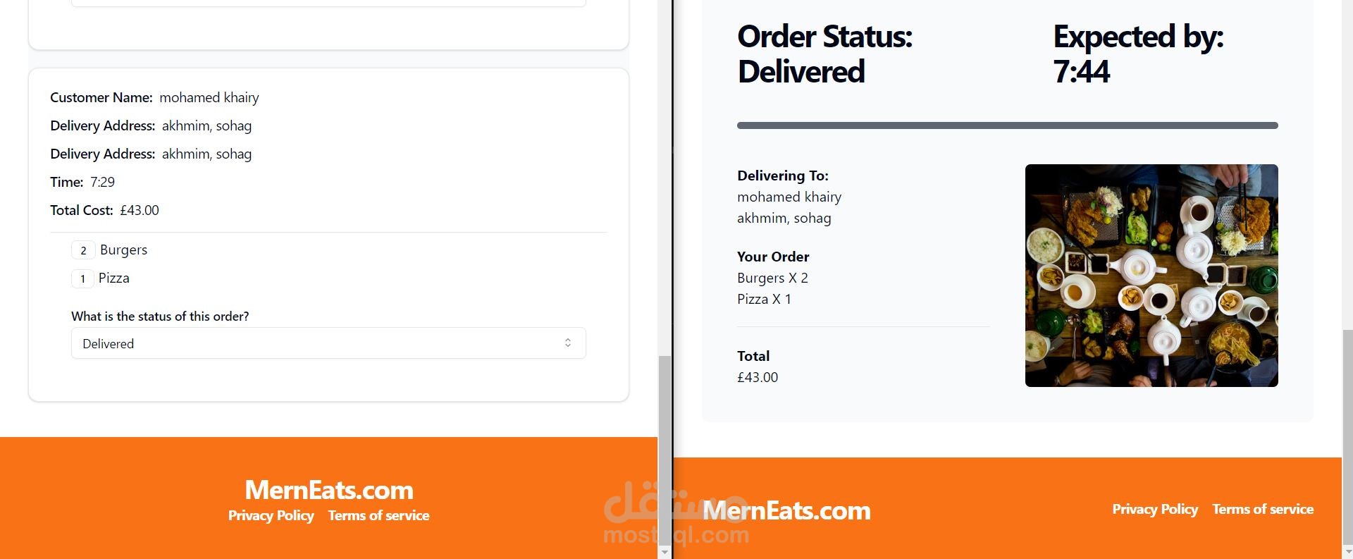 Food ordering app