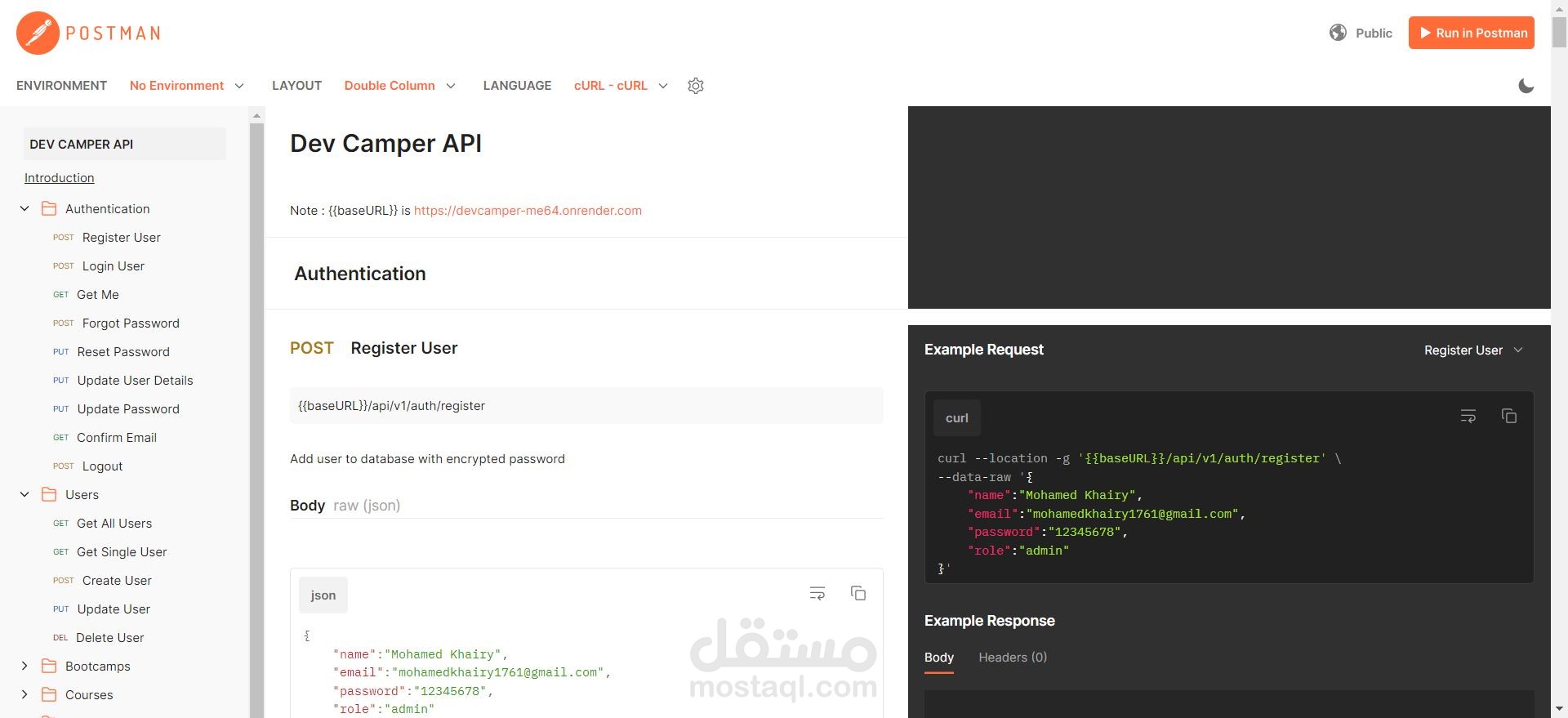 Bootcamp API (Backend application)