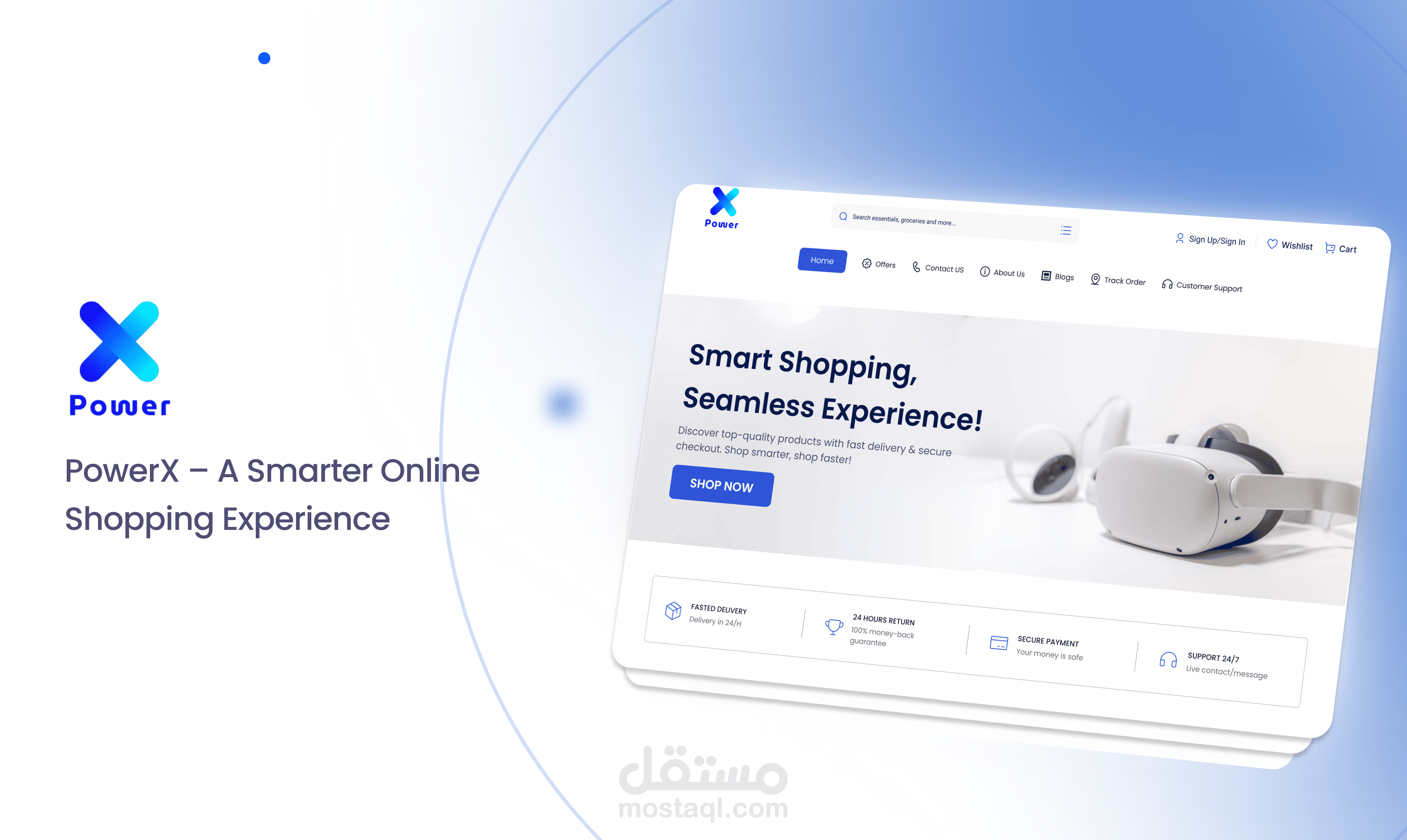 تصميم واجهات وتجربة مستخدم احترافية لمنصة PowerX للتجارة الإلكترونية