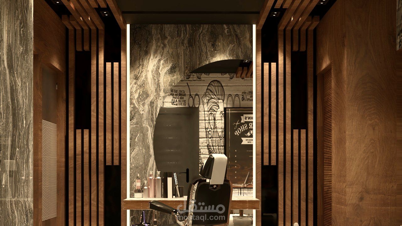 تصميم داخلي لكوافير رجالي VIP